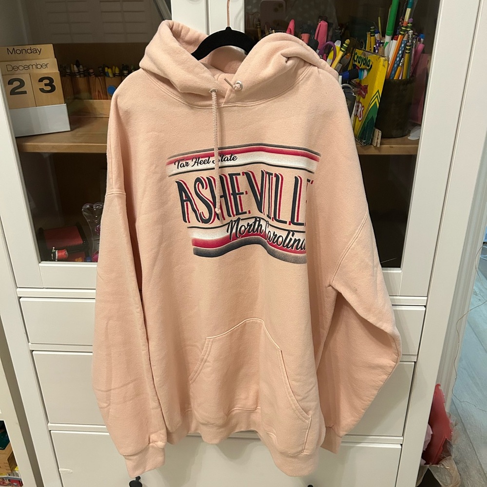 Asheville, NC oversized soft pink sweatshirt, L